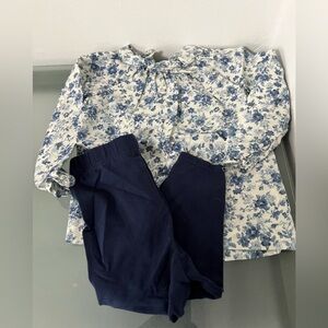 Ralph Lauren Blue and White Floral Top
